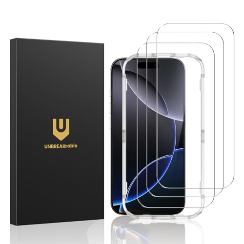 UNBREAKcable für iPhone 16 Pro Max Panzer Schutz Glas [3er Pack], 9H Härte Schutzfolie, Einfache Installationshalterung Schutzglas, Blasenfrei für Apple 6,9" Displayschutzfolie 1