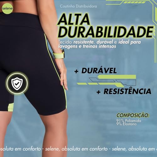 SELENE Bermuda Ciclista Academia Feminina Zero Transparência, Preto, GG