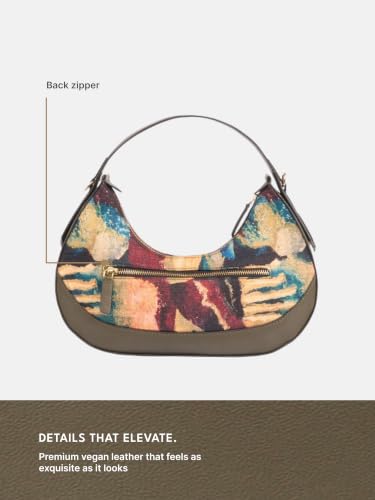Image of ZOUK Women's Vanya Baguette | Crossbody Vegan Leather Sling Bag | Detachable Strap