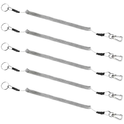 5 cordones de pesca retráctiles de 2m con cable de acero anticaída para herramientas de pescar