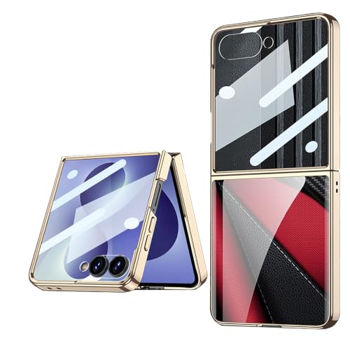 Étui Samsung Galaxy Z Flip 8 antichoc en verre 9H brillant coque de téléphone mince rouge noir