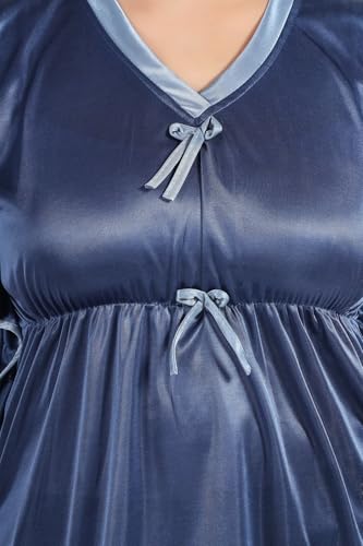 Image of Fabme Women's Satin Plain Kaftan Top & Pyjama Set
