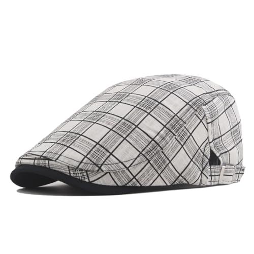 Image of Quanhaigou Men's Cotton Flat Ivy Gatsby Newsboy Driving Hat Adjustable Irish Cabbie Ivy Driving Hunting Cap