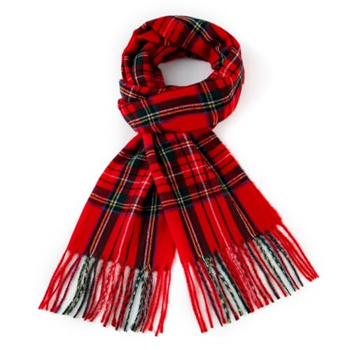 Schal Herren, Schal Rot, Herren-Schals, Roter Schal, Winterschal Aus Weichem Material, Fashion Damen Herbst Und Winter Schal Kariert ÜBergroßEr Quadratisch Deckenschal,...