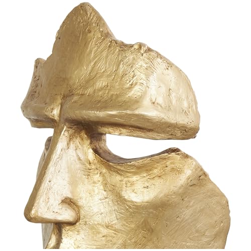 Escultura Decorativa Polystone 40 in Dorado con Base Negra miniatura 4
