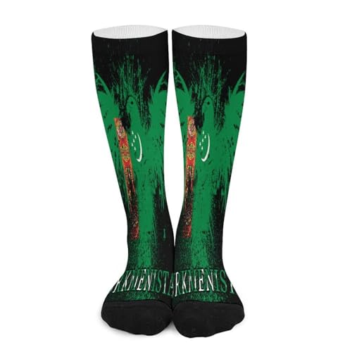 Melbrakin Drapeau du Turkménistan Aigle américain Chaussettes de compression pour femmes et hommes, mi-hautes, idéales pour la course à pied et les voyages.