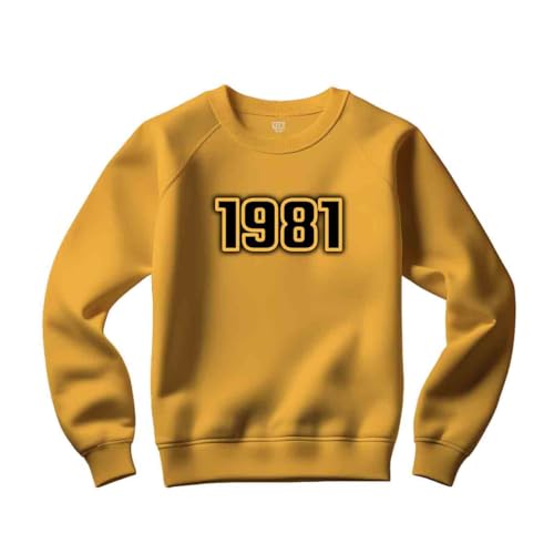 [CITY POSTERS PLUS] 1981 Year Unisex Sweatshirt (Golden Yellow, XL)