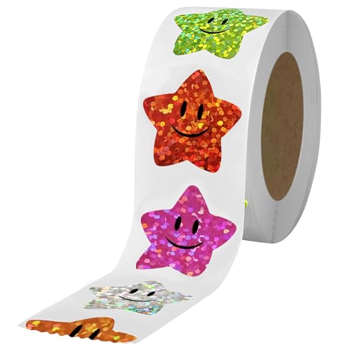700Pcs Smiley Face Star Stickers for Kids Reward,1inch 8 Colored