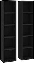 CD Shelves 2 Pieces Black 21 x 16 x 93.5 cm Chipboard