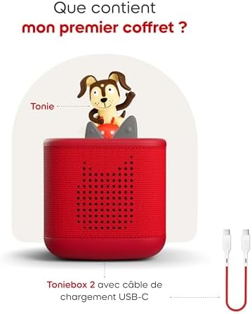 Toniebox 2 Audio Player Bundle for Kids 1+ with Bilingual Playtime Puppy [English/French] - Sunset Red — view 3