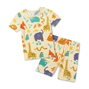 Bamboo Viscose Toddler Animal Pajamas Boys Girls Kids Cool Short Summer 2-8Y Snug fit Pjs Set 2pcs