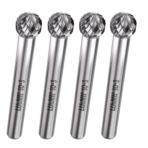 Image of LU&MN SD-3 Tungsten Carbide Burr, 3 /8 inch Head 1 /4 inch Shank, 4 Pcs