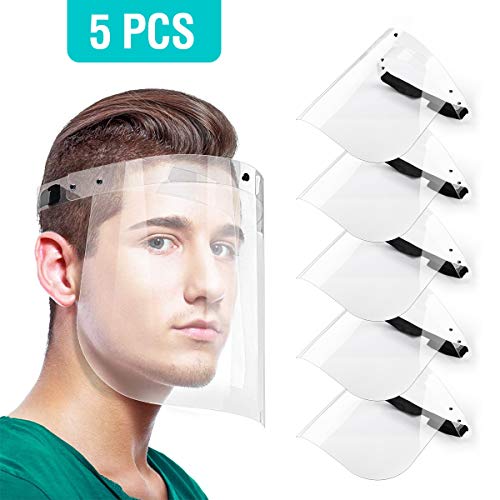 TAPCET 5Pcs Visiera Protettiva di Sicurezza, Plastica Regolabile Trasparente...