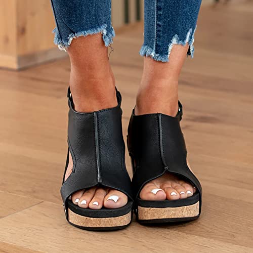 Womens Sandals, Women's Rhinestones Vintage Roman Sandals, Wedge Hollowed Out Sandals Open Toe Beach Casual Sandals Back Zipper4
