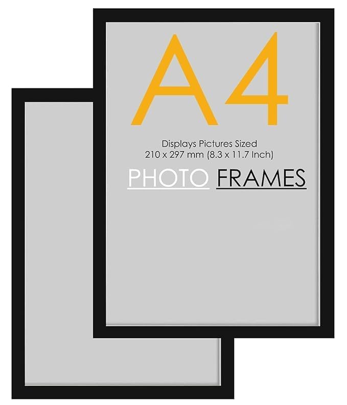 Image of A4 Size Photo Frames - Wall & Tabletop Display, Lightweight Black Frame Khali Frame /A4 Size, 9X12inches (2, Black)