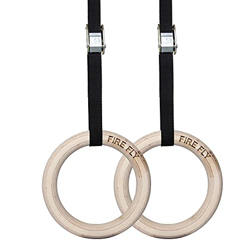 FIRE FLY Wooden Rings Heavy Duty for Gymnastics Rings with Adjustable Straps Men & Women Fitness Kids Gymnastic Rings for Pull Ups Dips Hanging 100-120kg Capacity Gym Strength Training Youth & Boy (B095RHSMB7) Amazon Price History, Amazon Price Tracker