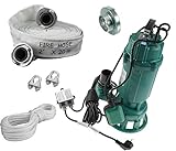 Fäkalienpumpe Tauchpumpe Schmutzwasserpumpe Schneidmesser 370W 550W 750W 1100W 1500W m. Cutter 190l/min. mit 20m Bauschlauch 230V/50Hz, Kabellänge ca.