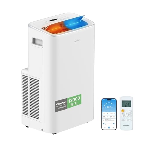 COMFEE Climatiseur Mobile 4-EN-1, Capacité de 12000 BTU/heure, Refroidissement, Ventilation, Chauffage, Déshumidification