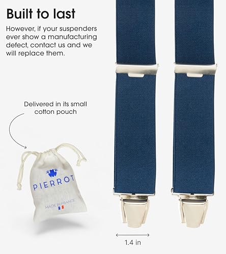Image of PIERROT Men's Suspenders - One Size Adjustable and Elastic Suspenders for Men Trousers Heavy Duty with 4 Very Strong Clips