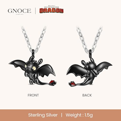 GNOCE How to Train Your Dragon Toothless Flapping Wings Pendant Necklace for Women, S925 Sterling Silver Pendant Necklace for Women Wife, Valentine‘s Day, Mother’s Day Jewelry (Toothless)2
