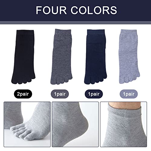 Image of TSHAOUN 5 Pairs Toe Socks Running Five Finger socks,Men's Toe Socks Cotton Running Five Finger Mini Crew Socks,running socks,Sports Toe Socks,Breathable Five Finger Socks,UK 6-10 /Eur 39-45