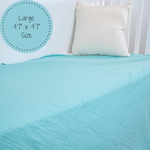 Image of LollyBanks Baby Blankets 2 Pack, 100% Cotton Soft Muslin Swaddle Blanket for Boys and Girls, 47 x 47 Inches Lightweight and Breathable Newborn Receiving Blankets, Registry (Hot Ballons and Blue)