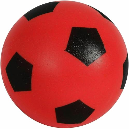 Size 4 Soft Foam Soccer Ball for Kids & Adults Safe Sponge Football in Vibrant Colors | for Indoor Play Outdoor Garden Games Family Beach Games | Gift for Children - (17.5 cm) (Red)