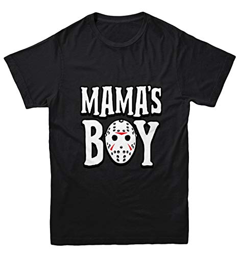 Mama s Boy - Jason Hockey Mask Halloween Youth T-Shirt (Black, Medium)