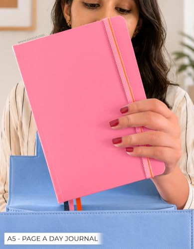 Image of NEORAH -A5 PLAIN | 368 Pages - 110 Gsm |PAGE A DAY JOURNAL (21x14.8 cm)-Hardcover Unruled Notebook |Back Pocket |3 Silk Book Mark - Completely HANDMADE for Journaling,writing- PINK