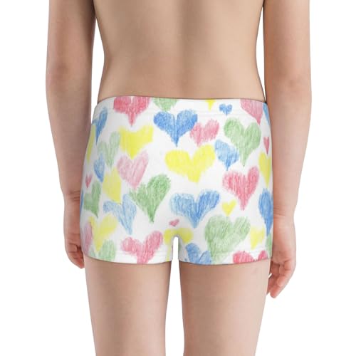 Boys' Cotton Boxer Brief Soft Underwear-Hand Drawn Colored Hearts3