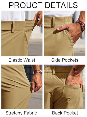 Image of Runcati Mens Stretch Golf Pants Casual Dress Pants Work Trousers
