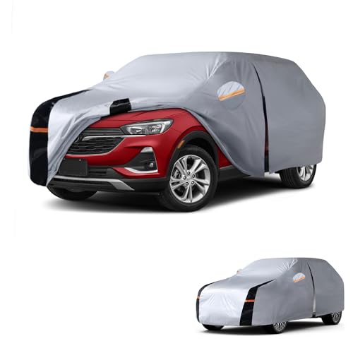 Image of Multi-Layer Car Cover Custom Fit for Buick Encore GX(20192026), 100% Waterproof All Weather for Automobiles, Gift with Towel, Heavy Duty Car Covers for Rain Sun UV Protection with Door Zipper