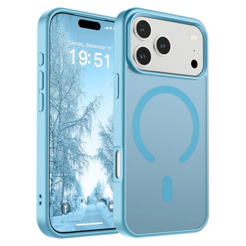 Image of SUPFINE Magnetic for iPhone 17 Pro Case (Compatible with MagSafe)(Military Grade Drop Protection) Translucent Matte Shockproof with Anti-Fingerprint Phone Cover 2025,Light Blue