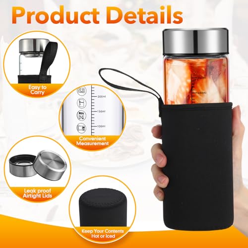Vesici 6 Pack Glass Juice Bottles Wide Mouth 16 Oz with Stainless Steel Lid - image 6