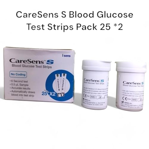 Image of S Blood Glucose Test Strips|Accurate&Easy To Use|50 Count|Compatible With Caresens S Fit Meter.
