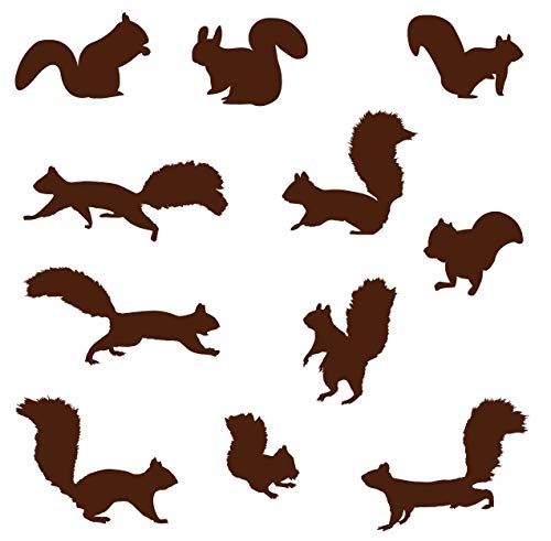 Innovative Stencils Squirrel Wall Decal Nursery Sticker Set Add to Tree Wall Decals Decor for Kids Rooms #1250 (12 Squirrel Decals Included) (Matte Brown)
