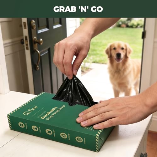 Image of FXW 2-Ply Durable Dog Poop Bags, Extra Thick Leak-Proof, 100 Count | Large 14 x 9 inch Size, Easy-Open Handle, Unscented, 50% Recycled Plastic