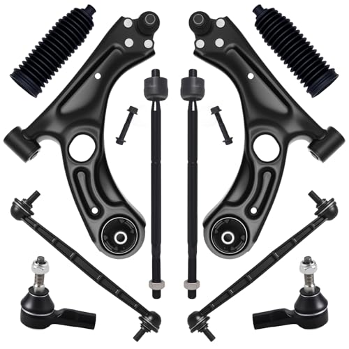 AUQDD 10Pcs Front End Suspension Kit Fit For 2012-2015 2016-2020 Chevy Sonic, 2 Lower Control Arm w/Ball Joint 2 Sway Bar Link 4 Outer & Inner Tie Rod End (# K622426 K622428 K750630 EV800936 ES800929)