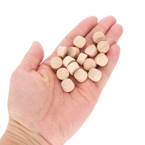 Image of uxcell 26Pcs Wood Button Plugs, 12mm /0.47 inch Flat Head Hardwood Screw Hole Plug Wooden Caps Buttons Wood Plug for Furniture Woodworking Craft Decor (13.5mm x 12mm)