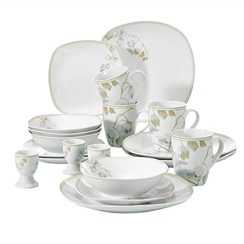 VEWEET, tafelservies serie 'Emily' van porselein 18/36-delig servies set, 20/40-delig ontbijtservice, 24/48-delig tafelservies, 30/60-delig combiservies tafelservies set