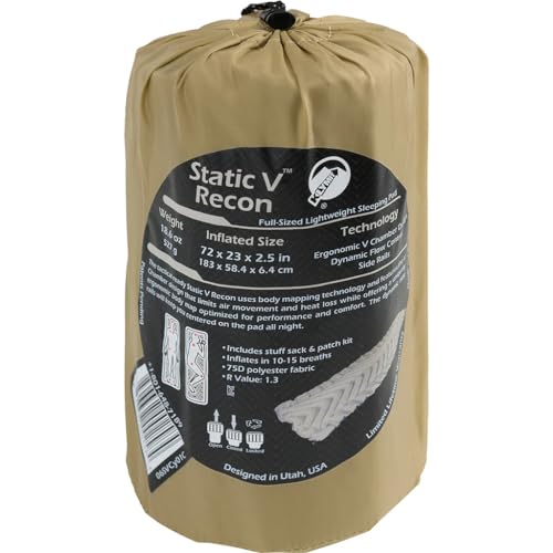 Image of Klymit Static V Inflatable Sleeping Pad for Camping, Lightweight Hiking and Backpacking Air Bed, 3 Inch Thick, Coyote Sand