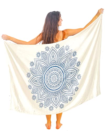 Mandala Life ART Pareo de playa para mujer - Envoltura de pareo de algodón - Cubrir bikini - Tela decorativa