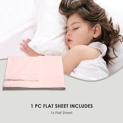 Pizuna Pure Combed Cotton Double Flat Sheet Light Pink, 600 Thread Count Long Staple Brushed Cotton Flat Sheets Double - Image 4