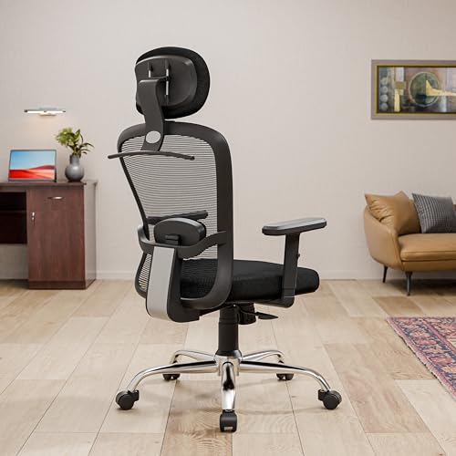 Green Soul Crystal | Office Chair | High Back | Ergonomic Home Office Desk Chair with Smart Synchro Tilt Mechanism | 1D Adjustable Armrests & Lumbar Support | Heavy Duty Metal Base (Black)