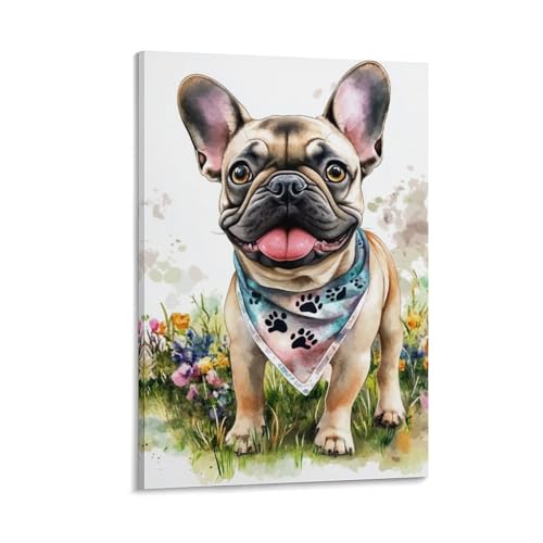 Bulldog français murale peinture sur toile VSFCRQRQ pour décoration maison 30x45cm