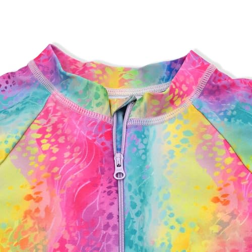 Image of Girls Swimsuits One Pieces Long Sleeve Swimwear UPF50+ Toddler Kids Zipper Sun Protection Bathing Suits Sizes 2-12
