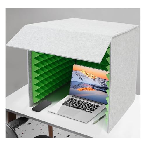 Cabina acústica para escritorio de reducción de ruido, 31.5 pulgadas, cubierta insonorizante verde para aislamiento de micrófono, ideal para podcasting y grabaciones de voz miniatura 1