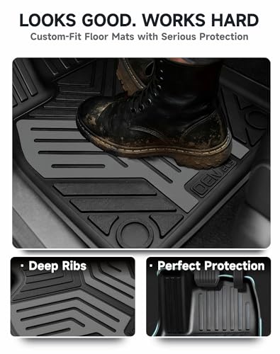 Image of Premium Color TPE Floor Mats 6-PCS for Tesla Model Y Juniper 2025 2026 | Titan Gray Wing Design | Car Mat Full Set Front & Rear | All-Weather Protection, Pet & Child-Friendly Accessories
