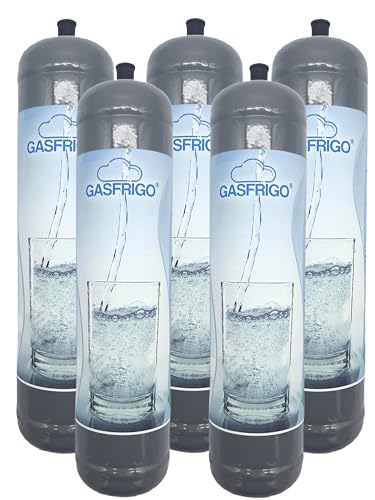 GASFRIGO®️ - Bombole Co2 600 gr usa e getta attacco M11x1 per erogatore - gasatore acqua frizzante Contenitore in acciaio N° 5 Bombole