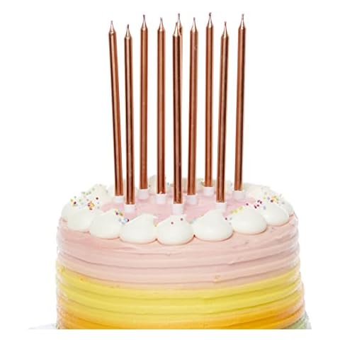 Amscan Rose Gold Tall Skinny Cake Candles - 10 Pack Cover